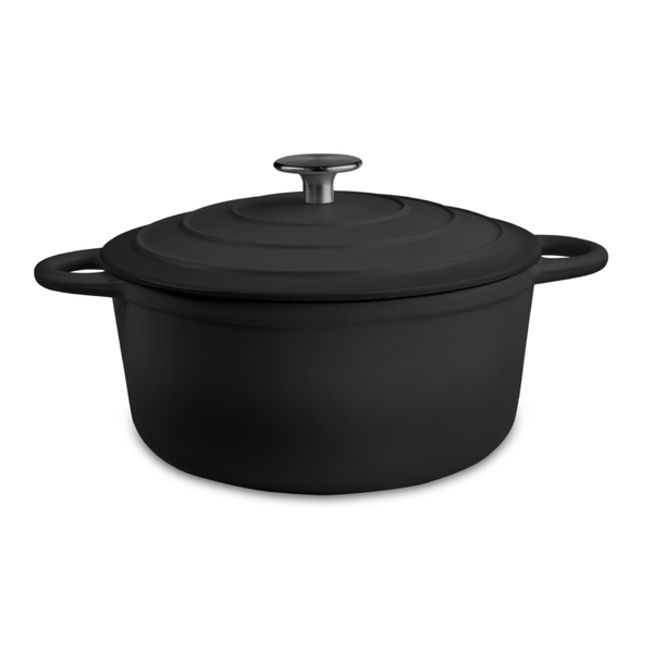 Round Casserole Satin Black Dia 24 cm